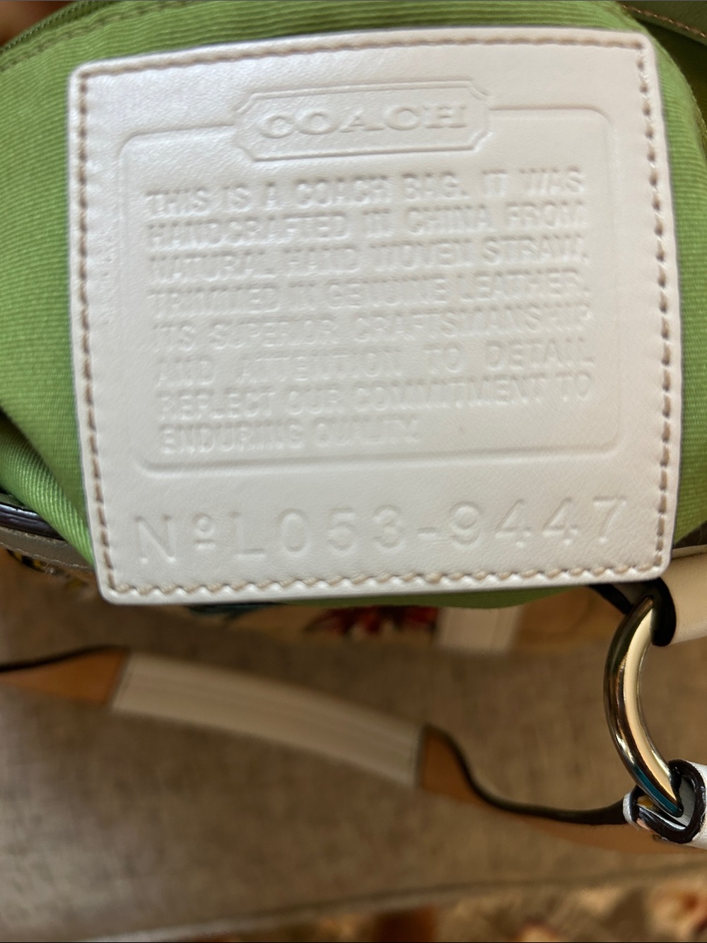 Coach Embroidered Floral Canvas Tote Bag in Tan and White - Picture 3 of 5